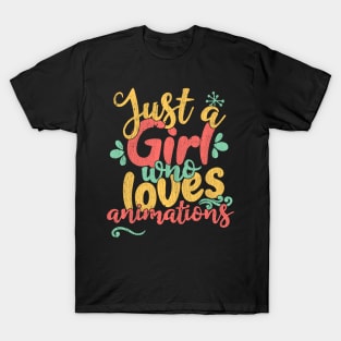 Just A Girl Who Loves Animations Gift graphic T-Shirt